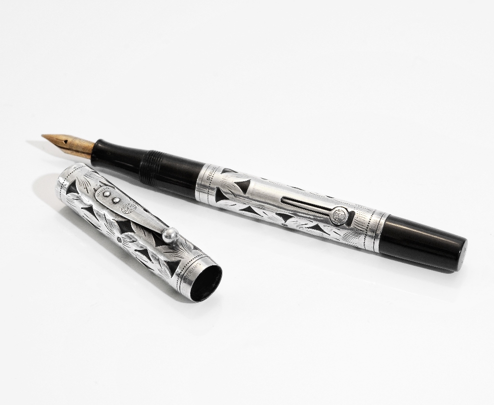 A Waterman fountain pen. A 1930's Waterman Ideal Prototype lever fill fountain pen with Sterling