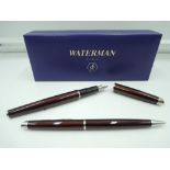 A boxed Waterman Hemisphere fountain pen and pencil set, Metallic cognac, medium/broad nib, as