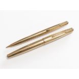 A Parker Fountain pen and propelling pencil. A gold filled Parker 61 fountain pen and propelling
