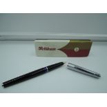 A boxed Pelikan P20 Silvexa fountain pen Black stainless steel cap, medium nib, cartridge, made in