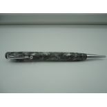 A boxed Mabie Todd & Co Fyne Poynt propelling pencil, Silver/ Grey marbled, very good condition