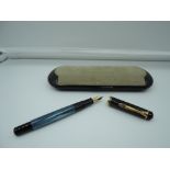 A boxed Pelikan fountain pen, 1986, Contrast Blue, fine nib, Piston fill, very good condition,