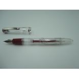 A Dollar Demonstrator fountain pen, transparent, fine nib, converter, made in China