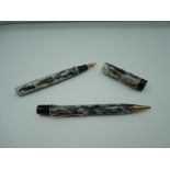 A fountain pen and pencil set, George VI coronation, medium nib, lever fill,