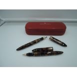 A boxed Sheaffer Balance fountain pen and ballpoint pen set, 1997, Amber Glow, broad nib, converter,