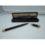 A Mabie Todd & Bard, The Swan Pen, fountain pen, circa 1906, Black Chased Hard Rubber with three