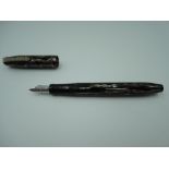 An Arnold fountain pen, circa 1949, silver, bronze and grey wave, fine nib, lever fill in good