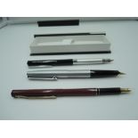 A Conway Stewart German stamped fountain pen in steel finish, boxed Tasche fountain pen, boxed and