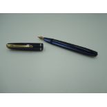 A Conway Stewart 570 fountain pen, circa 1960, blue translucent Lumina, medium nib, lever fill, good