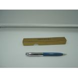 A boxed Sheaffer mechanical pencil, 1960, Teal Blue, good condition, made in the USA,