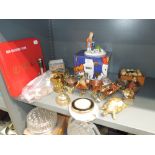 A selection of trinkets and curios including Coalport characters