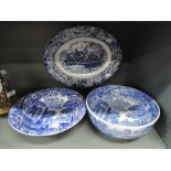 A selection of blue and white wear ceramics including Spode