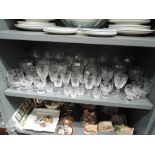 A selection of clear cut glass wares including named brands