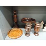 A selection of wooden treen including Vangarran