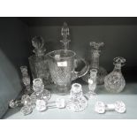 A selection of clear cut cyrstal glass wares including Edinburgh