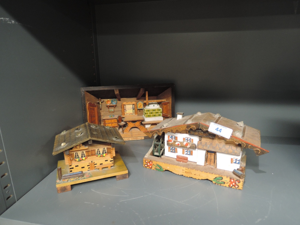 A selection of wooden model houses and diorama