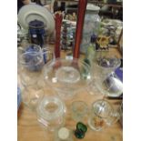A selection of glass wares including colour vase