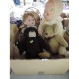 A selection of cuddly toys and dolls