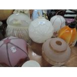 A selection of vintage glass light shades