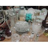 A selection of crystal and colour glass wares