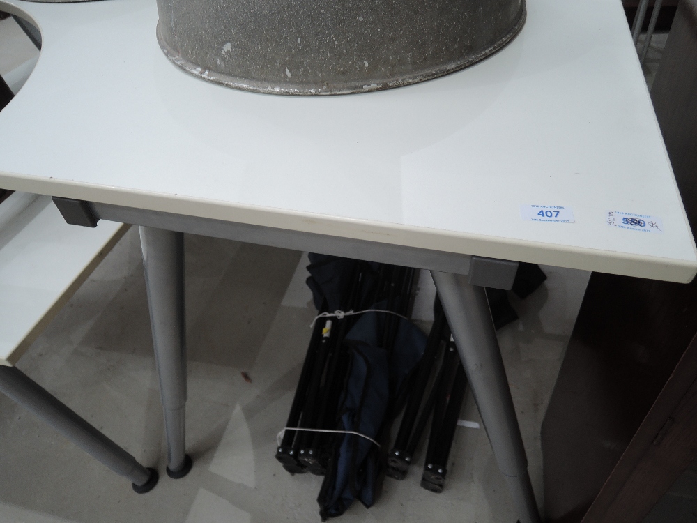 A selection of Ikea adjustable height work tables