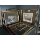 A selection of aquatinted prints