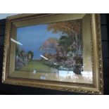 An original painting of European garden by Brunel