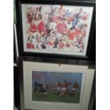 A signed and limited run print of Manchester United after Craig Campbell 18/500 and similar foot