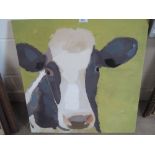 A modern oil on canvas, cow interest