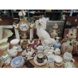 A selection of ceramics including hand decorated Dresden style tea cup