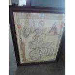 A vintage map of Lancashire, framed
