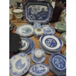 A selection of blue and white table ware including Spode