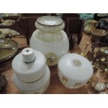 Three vintage opaque glass light shades