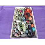 A selection of costume jewellery beaded necklaces including ceramic, painted, glass etc