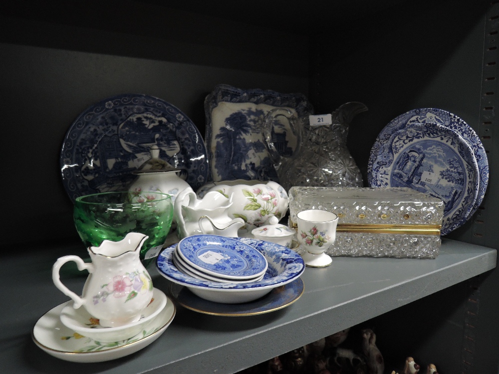 A selection of blue and white wear ceramics including Spode