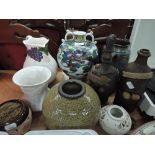 A selection of ceramics including studio pottery