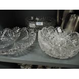 A selection of clear cut glass wares