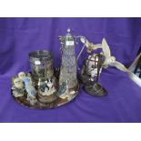 A selection of plated wares including claret jug