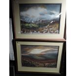 Two pastel landscapes of sun light by R A Gainsby