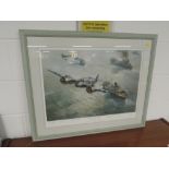 An RAF print, after Frank Wooton, Strike Wing Attack, with signatures to mount