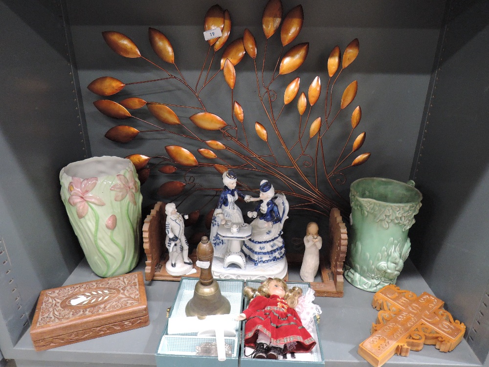 A selection of ceramics and hand worked treen