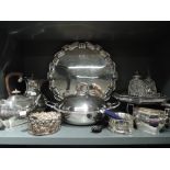 A selection of fine table and plated serving wares including Lonsdale tea and coffee pot