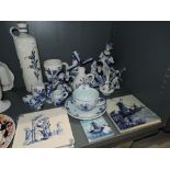 A selection of blue and white delft ware and similar