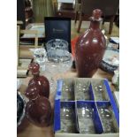 A selection of clear cut glass wares including Buckingham