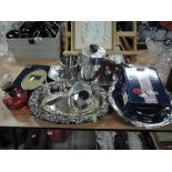 A selection of plated wares and tea set