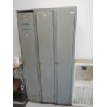 A vintage metal triple locker