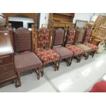 A set of six modern hardwood dining chairs , harlequin designs