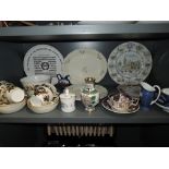 A selection of ceramics including Rockingham style hand decorated tea cup