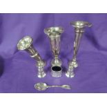 A small selection of HM silver including cruet and stem vases, (AF)