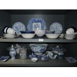 A selection of blue and white wears including Chinese hard paste and similar